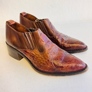 Vintage Leather Euro Club Western Low Ankle Booties Size 8